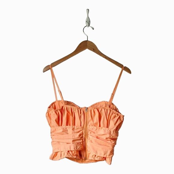 PrettyLittleThing NWT Orange Ruched Woven Pleated Structured Waist Corse… - Picture 7 of 12